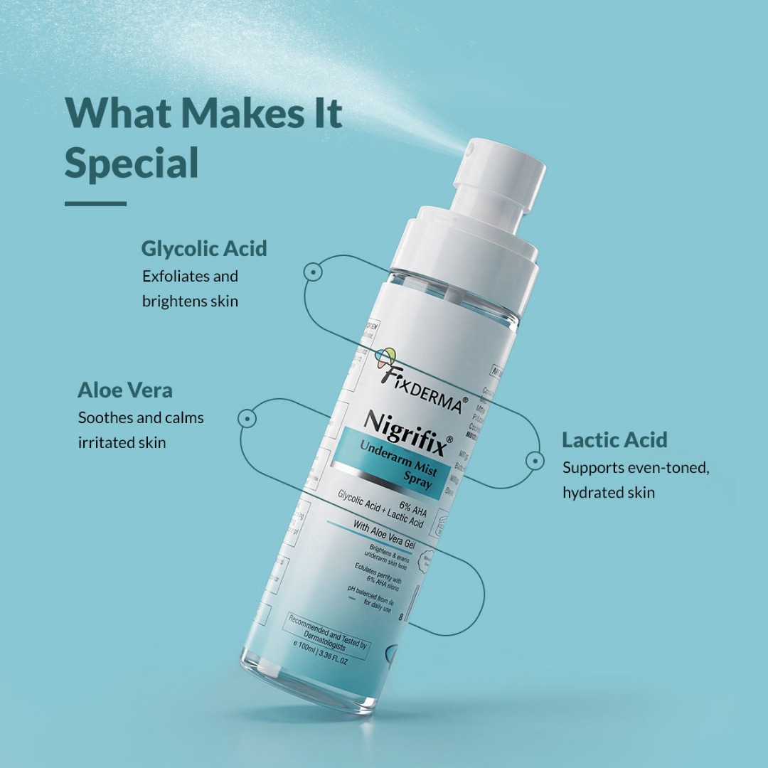 FIXDERMA Nigrifix Underarm Mist Spray | Dermatologist Tested | Clinically Proven | Skin Care