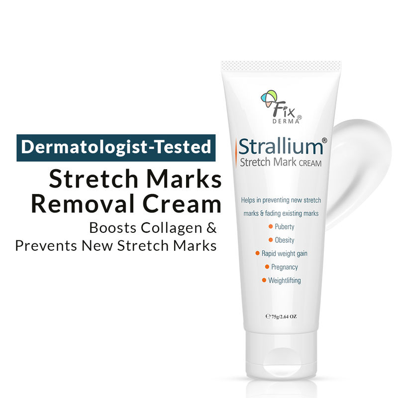 FIXDERMA Strallium Stretch Marks Cream | Dermatologist Tested | Clinically Proven | Skin Care