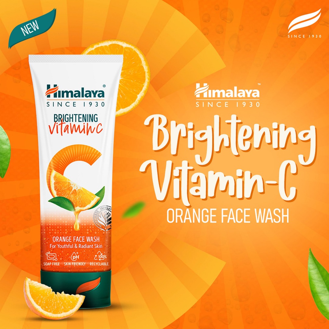 Himalaya Brightening Vitamin C Orange Face Wash | Herbal Formula | Gentle Cleansing | Skin Care