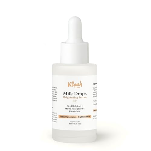 Vilvah Milk Drops Brightening Serum | Alpha Arbutin & Rice Milk | Fades Dark Spots & Hyperpigmentation | Evens Skin Tone | Face Serum