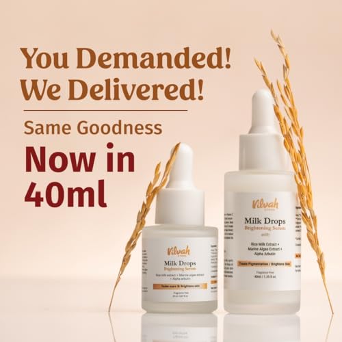 Vilvah Milk Drops Brightening Serum | Alpha Arbutin & Rice Milk | Fades Dark Spots & Hyperpigmentation | Evens Skin Tone | Face Serum