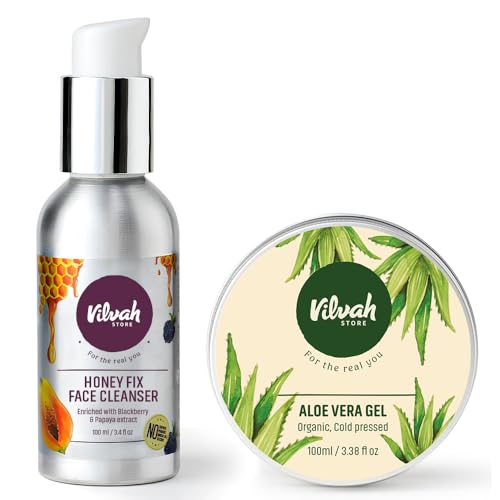 Vilvah Aloe Vera Gel for Face, Skin & Hair | Soothing & Hydrating Gel | Helps Reduce Acne, Calm Irritation & Add Shine to Hair | Lightweight, Hydrating & Non-Sticky Formula | 100ml