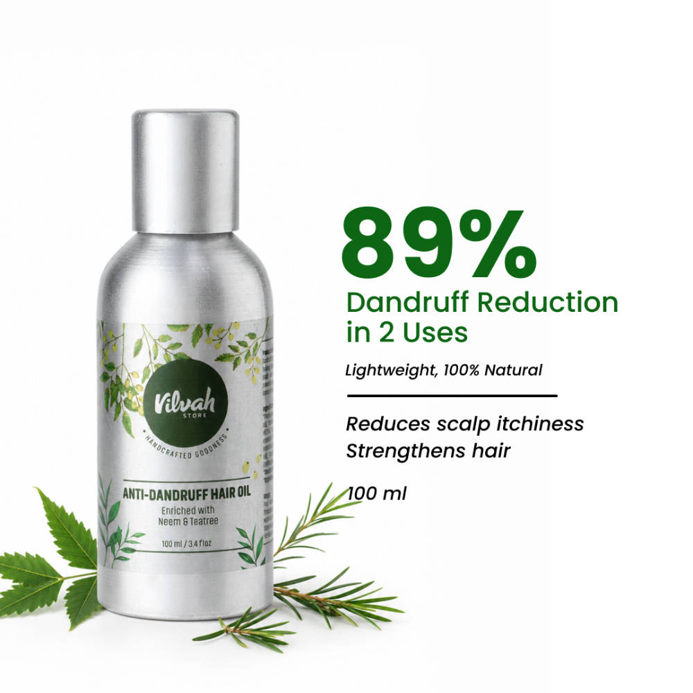 Vilvah Herbal Shampoo for Dandruff Control | Neem, Tea Tree, Rosemary & Black Pepper Herbal Formula | For All Hair Types, Men & Women | No Paraben & Sulfates | 500ml