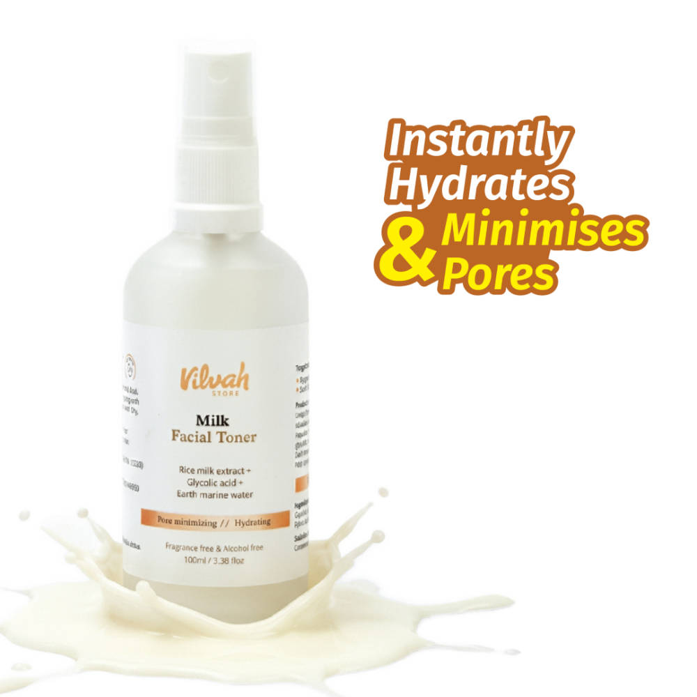 Vilvah Milk Face Combo | Milk Drops Brightening Serum (20ml) + Mud Mask (50g) | De-Tan, Reduce Dark Spots & Pigmentation | Boost Glow & Hydrate Skin | For All Skin Types