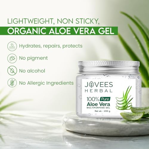 Jovees 100% Pure Aloe Vera Multipurpose Gel For Face, Skin & Hair | Natural Ingredients | Herbal Formula