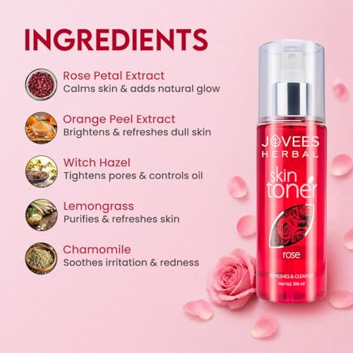 Jovees Rose Skin Toner For Normal To Dry Skin | Skin Refreshing | Pore Tightening