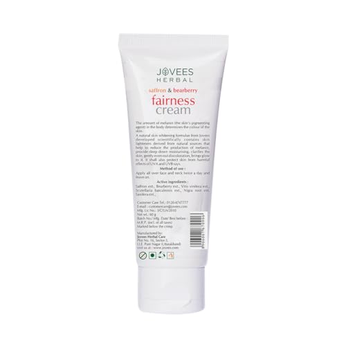 Jovees Saffron & Bearberry Fairness Face Cream | Reduces Pigmentation | Natural Ingredients | Herbal Formula