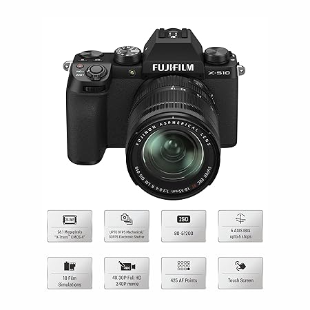 Fujifilm X-S10 Mirrorless Camera Body with XF18-55mm Lens APS-C X-Trans CMOS 4