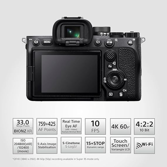 Sony Alpha ILCE-7M4 Full-Frame Hybrid Camera Body 33 MP 4K 60P Video Recording