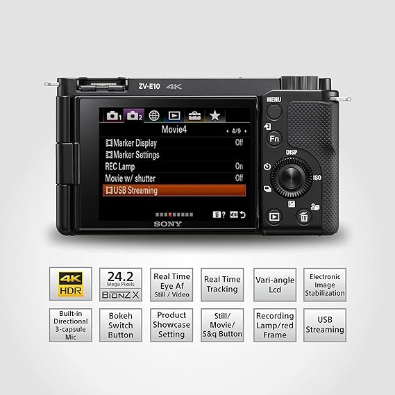 Sony Alpha ZV-E10 242 Mega Pixel Interchangeable-Lens Mirrorless vlog Camera Body Only