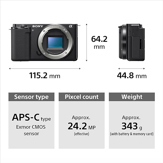 Sony Alpha ZV-E10 242 Mega Pixel Interchangeable-Lens Mirrorless vlog Camera Body Only