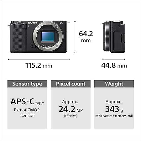 Sony Alpha ZV-E10 Mirrorless vlog Camera Body 242 MP Made for Creators APS-C Sensor