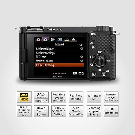 Sony Alpha ZV-E10L 242 Mega Pixel Interchangeable-Lens with 16-50mm Lens
