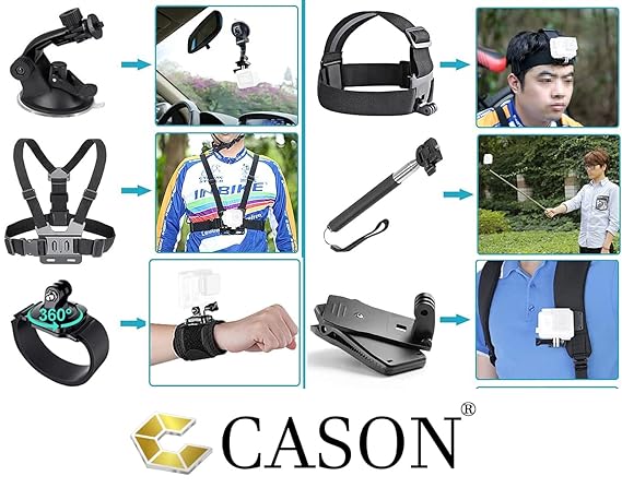 CASON ABS 14 in 1 Action Camera Mount Accessories Kit