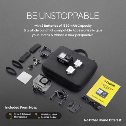 Digitek GoCAM DAC-101 5K 30FPS 48MP Action Camera with Accessories Kit