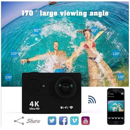 Drumstone 16MP 4K WiFi Sports Action Camera 30M Underwater Waterproof Camera