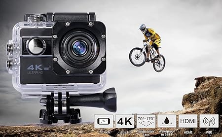 Drumstone 16MP 4K WiFi Sports Action Camera 30M Underwater Waterproof Camera