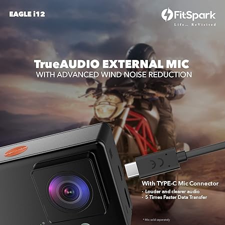 FitSpark Eagle i12 WiFi Action Camera with Flashlight & Type C External MIC Support