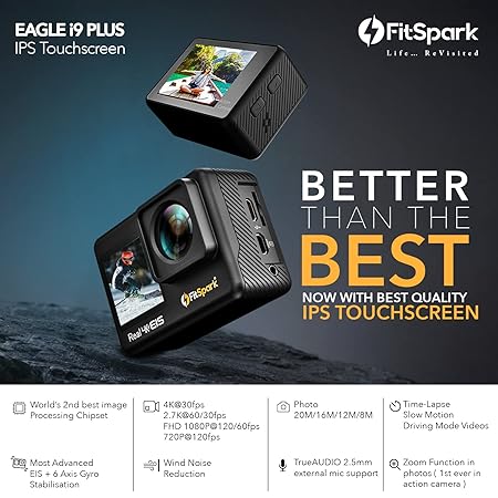 FitSpark Eagle i9 Plus WiFi Action Camera with Drone Connection