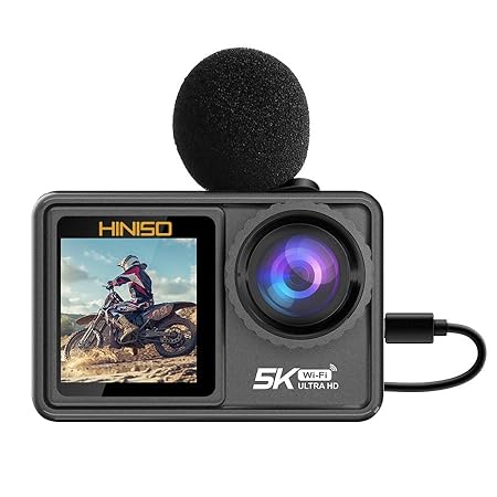 HINISO 24 MP 5K Action Camera Camera with External Mic