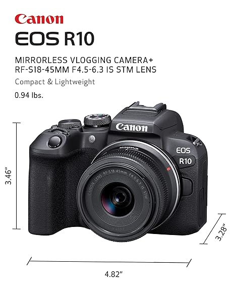 Canon EOS R10 242MP Mirrorless Digital Camera with RF-S18-45mm Kit Lens