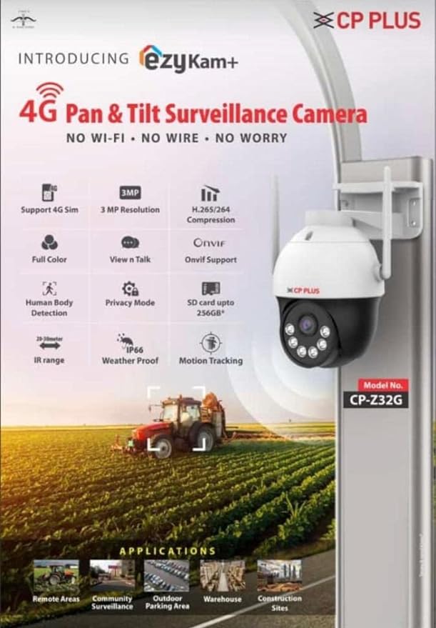 CP PLUS 3MP 4G Pan Tilt Sim Card Supported Smart Outdoor Camera