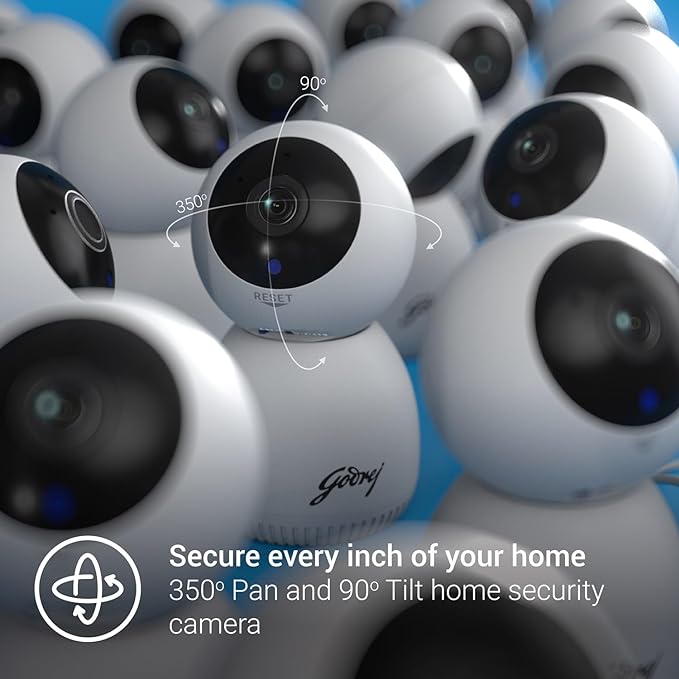 Godrej Security Solutions EVE PRO panTilt Smart WiFi Security 3MP Camera for Home with 350 Degree