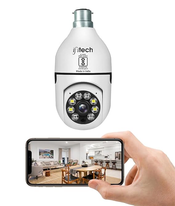 IFITech Bulb Shape Indoor HD (2MP) CCTV WiFi Camera Motion Sensor LED Light Pan/Tilt Two