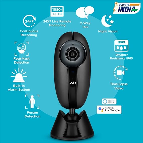 Qubo Outdoor Security Camera from Hero Group IP65 All-Weather 2MP Full HD CCTV Wi-Fi Camera