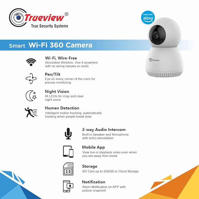 Trueview 3MP Smart CCTV Wi-fi Home Security Camera