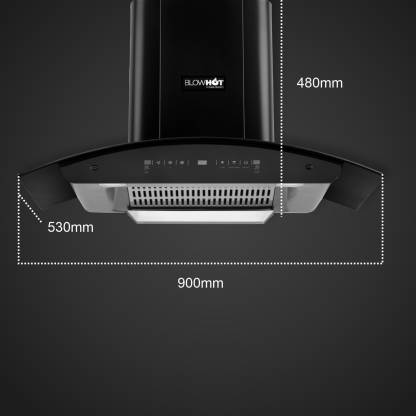 BLOWHOT EVANA L BAC MS Chimney with Free Installation Kit (90 cm Wide, 1300 m3/hr)