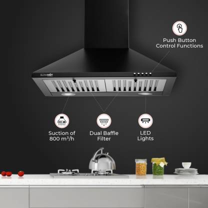 BLOWHOT IRIS S BPC Chimney with Free Installation Kit (60 cm Wide, 800 m3/hr)