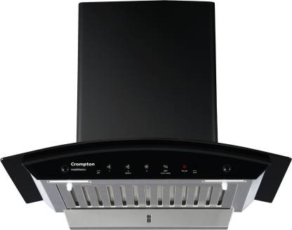 Crompton IntelliMotion Curved Glass Kitchen Chimney with Auto-Clean (60 cm Wide, 990 m3/hr)