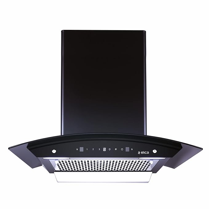 Elica WDFL 606 HAC LTW MS NERO Filterless Autoclean Kitchen Chimney (60 cm Wide, 1200 m3/hr)