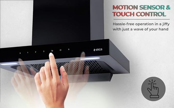 Elica FL 600 SPT HAC MS NERO Filterless Autoclean Kitchen Chimney (60 cm Wide, 1310 m3/hr)