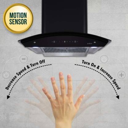Elica WDFL 608 HAC MS NERO Filterless Autoclean Kitchen Chimney (60 cm Wide, 1350 m3/hr)