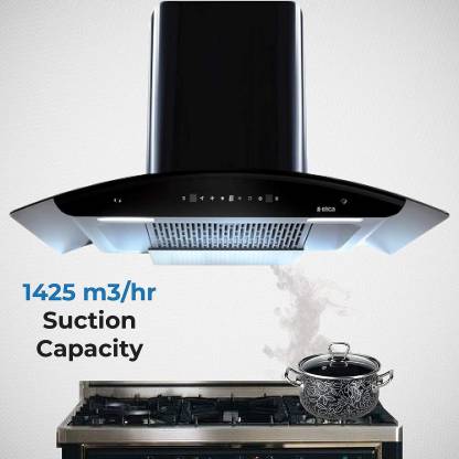 Elica WD TFL HAC 90 MS NERO Filterless Autoclean Kitchen Chimney (90 cm Wide, 1425 m3/hr)