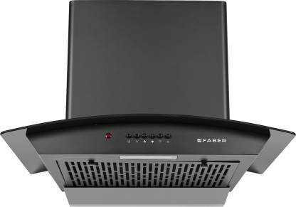 Faber HOOD ALPHA IN HC PB FL BK-60 Auto-Clean Curved Glass Kitchen Chimney (60 cm Wide, 1100 m3/hr)