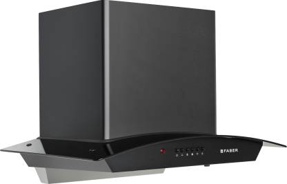 Faber HOOD ALPHA IN HC PB FL BK-60 Auto-Clean Curved Glass Kitchen Chimney (60 cm Wide, 1100 m3/hr)
