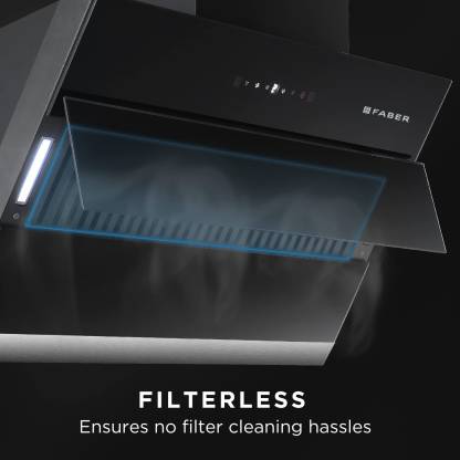 Faber HOOD BLISS FL SC AC BK-60 Slant Filterless Auto Clean Chimney Itailan Design (60 cm Wide, 1350 m3/hr)