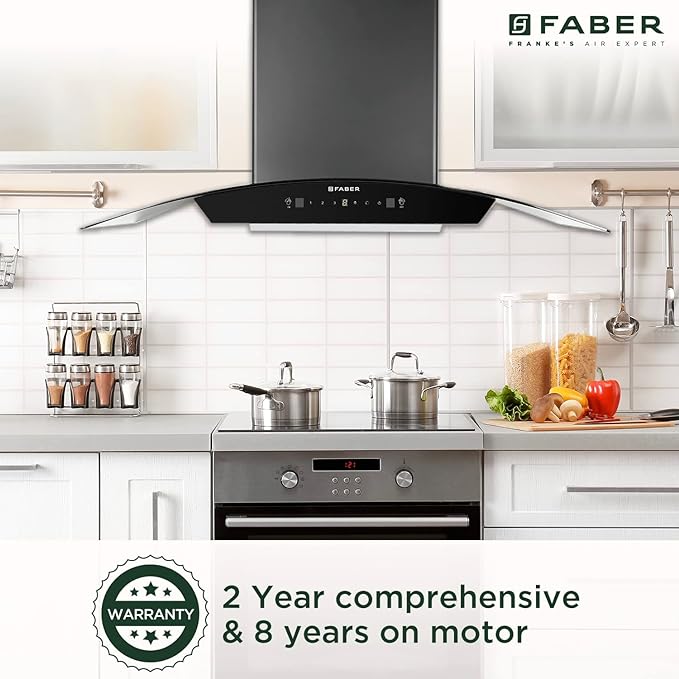 Faber HOOD POLO IN HC SC BK-90 90cm Autoclean Filterless Chimney (90 cm Wide, 1200 m3/hr)