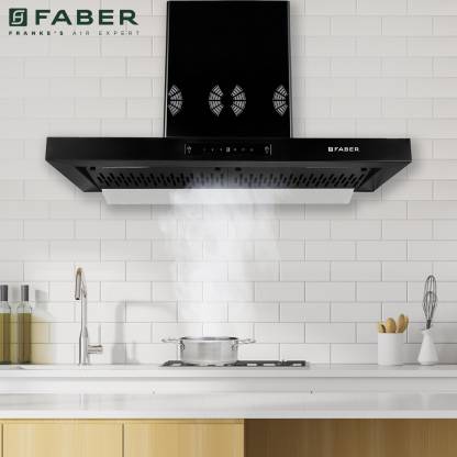 Faber HOOD BONITO 3D IND HC SC FL BK-90 90cm Autoclean Filterless Chimney (90 cm Wide, 1250 m3/hr)