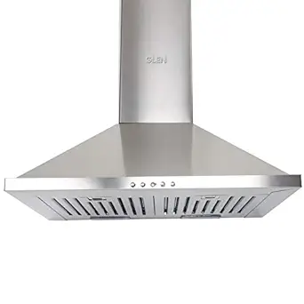 Glen Pyramid Chimney Baffle Filters Push buttons Aqua SS (60 cm Wide)
