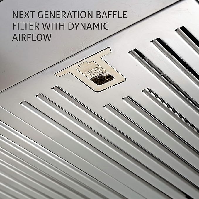 Glen Pyramid Chimney Baffle Filters Push buttons Aqua SS (60 cm Wide)