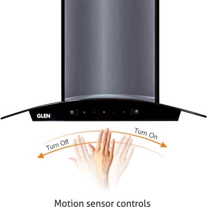 GLEN Auto-Clean Filterless Curved Glass Kitchen Chimney 6060 (60 cm Wide, 1200 m3/hr)
