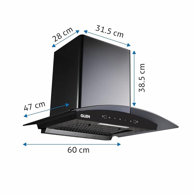 Glen Filterless Auto-Clean Kitchen Chimney Motion Sensor, Senza Black (60 cm Wide, 1200 m3/hr)