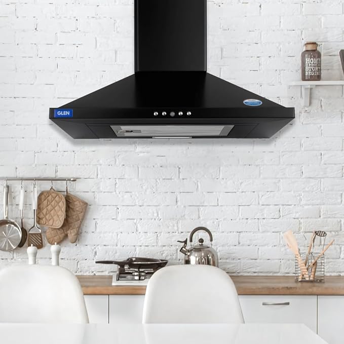 Glen Pyramid Wall Mounted Chimney Aqua Baffle Filters Push Button Control (1000 m3/hr)