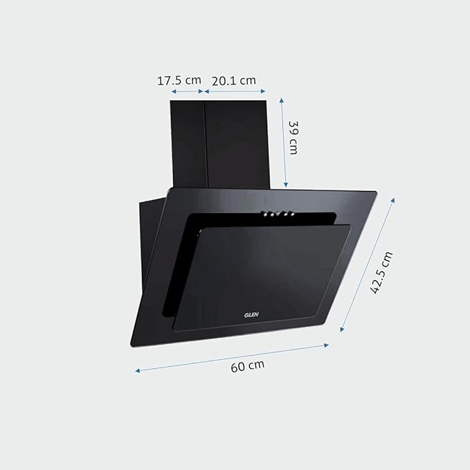 Glen 1000m3/hr Glass Vertical Kitchen Chimney Push Buttons Baffle Filter 6079 (1000 m3/hr)