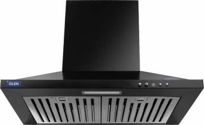 Glen Electric Kitchen Chimney Pyramid Shape SS Baffle filters 6050 IN BLK (60 cm Wide, 1100 m3/hr)
