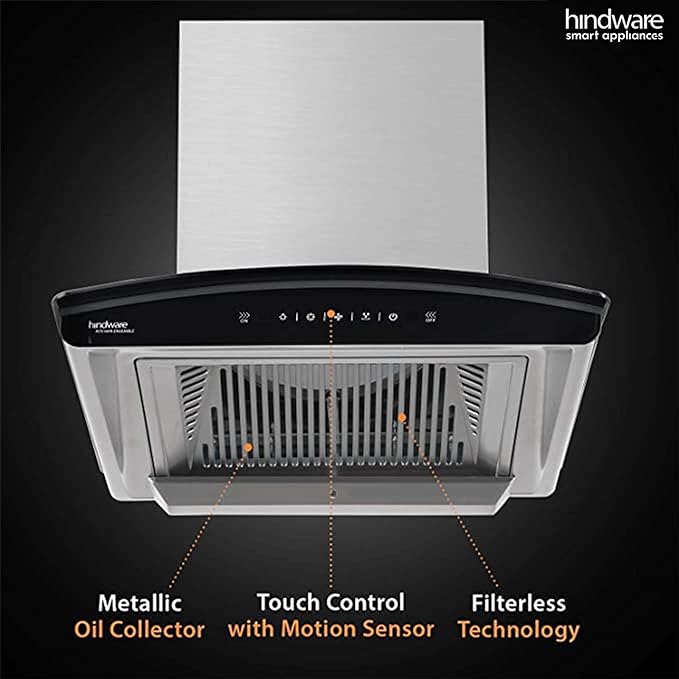 Hindware Nadia Filterless Auto-Clean Kitchen Chimney (60 cm Wide, 1200 m3/hr)